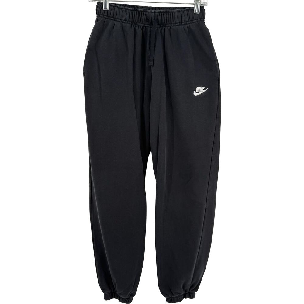 Womens Black Nike Sportswear Club Fleece Mid-Rise Oversized Sweatpants XS DQ5800
